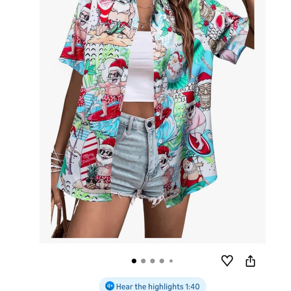 FRYAID Merry Christmas Hawaiian Shirt Women Large